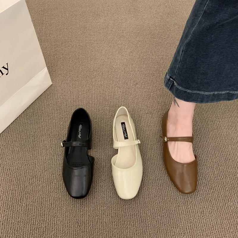 Giày Búp Bê Da Mềm Đế Bằng Phong Cách retro Hàn Quốc 2023 Cho Nữ