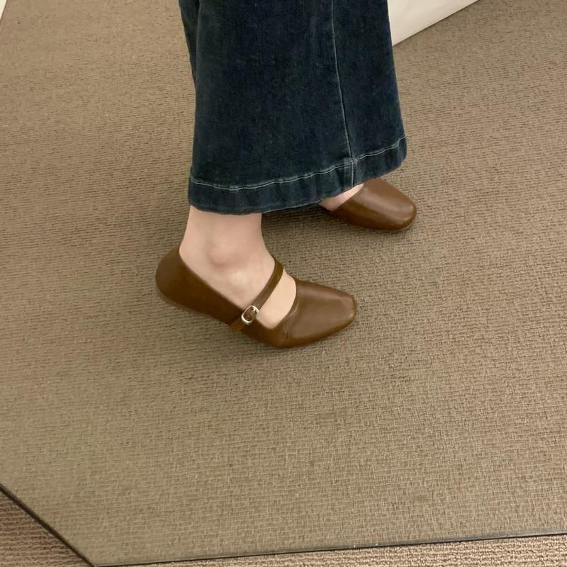 Giày Búp Bê Da Mềm Đế Bằng Phong Cách retro Hàn Quốc 2023 Cho Nữ