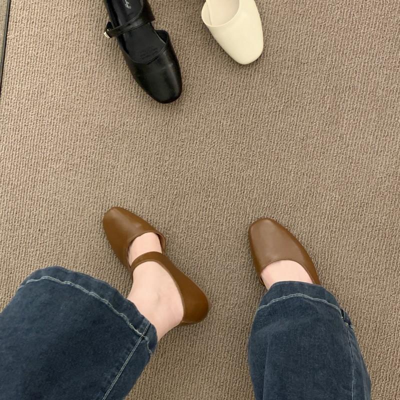 Giày Búp Bê Da Mềm Đế Bằng Phong Cách retro Hàn Quốc 2023 Cho Nữ