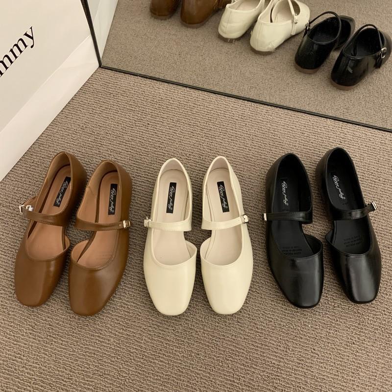 Giày Búp Bê Da Mềm Đế Bằng Phong Cách retro Hàn Quốc 2023 Cho Nữ