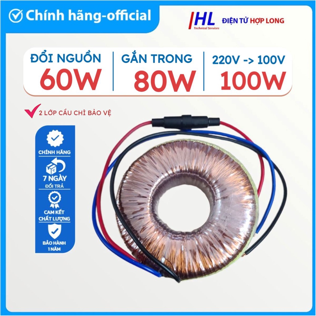 (50W-100W) Siêu Rẻ - Biến Áp Đổi Nguồn 100V gắn trong cho Quạt Nhật 100% dây đồng - Chính Hãng hợp Long