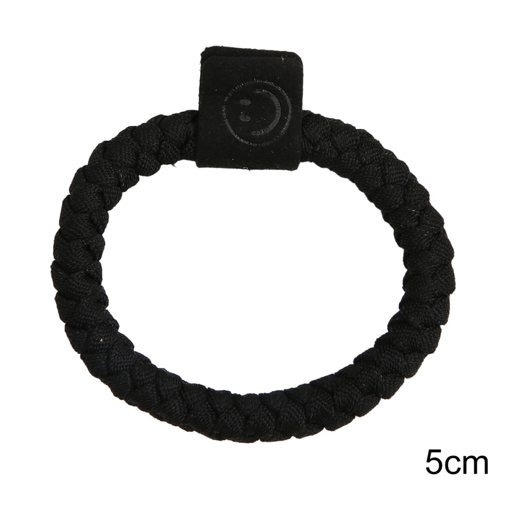 Set 5 Dây Thun Cao Su Buộc Tóc Mặt Cười 5cm Màu Đen