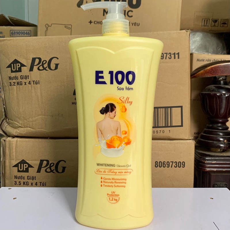 SỮA TẮM E100 SILKY vàng 1,2ML và 800ML