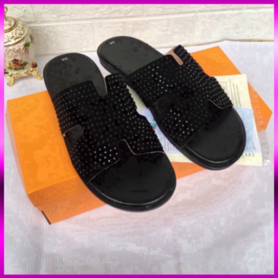 Dép lê quai ngang nam quai chữ H đính đá cực sang , cực HOT giá sinh viên