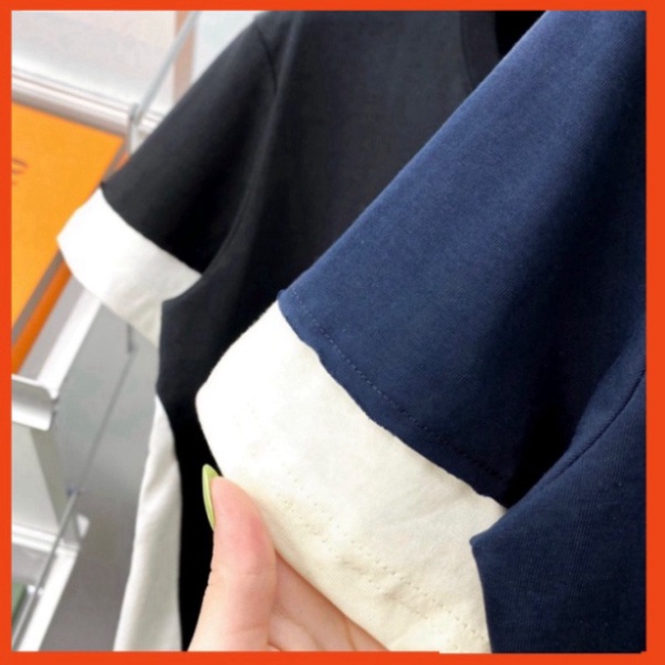 Áo phông nam nữ Premium Cotton Neil Barrett phối mix vải hai màu đen trắng. Áo thun phối unisex form rộng