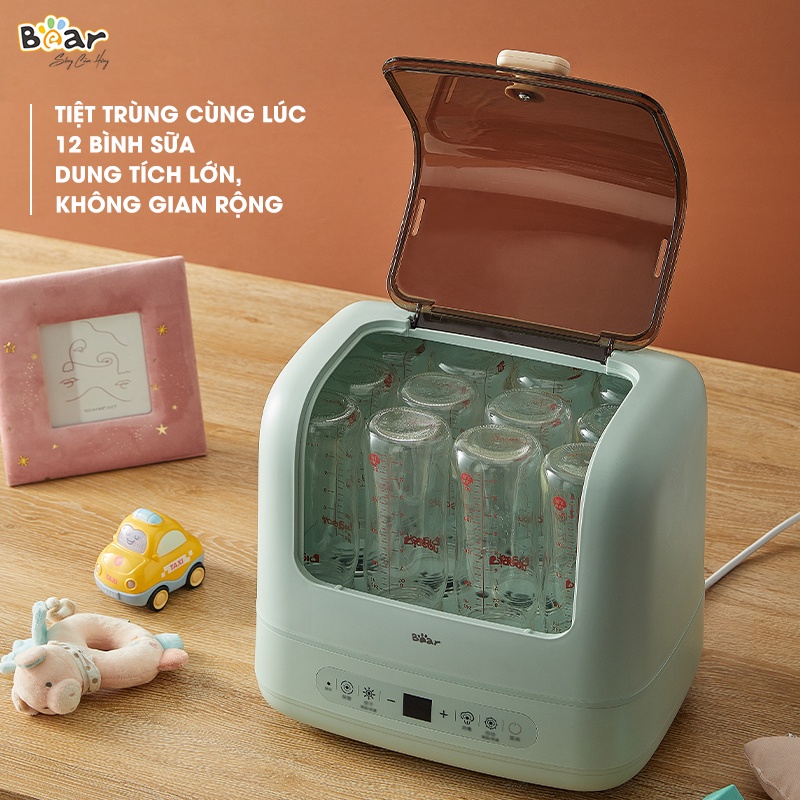 Máy Sấy Và Tiệt Trùng Bình Sữa Bear 10L Làm Khô Khử Trùng Đa Dụng Cụ Núm Ti Gặm Nướu Bát Đũa Của Bé SB-MTT17