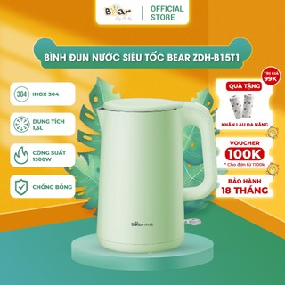 Ấm đun siêu tốc bear công suất lớn, bình đun nước nóng nhanh, bền bỉ lên đến 10 năm - zdh-b15t1 green