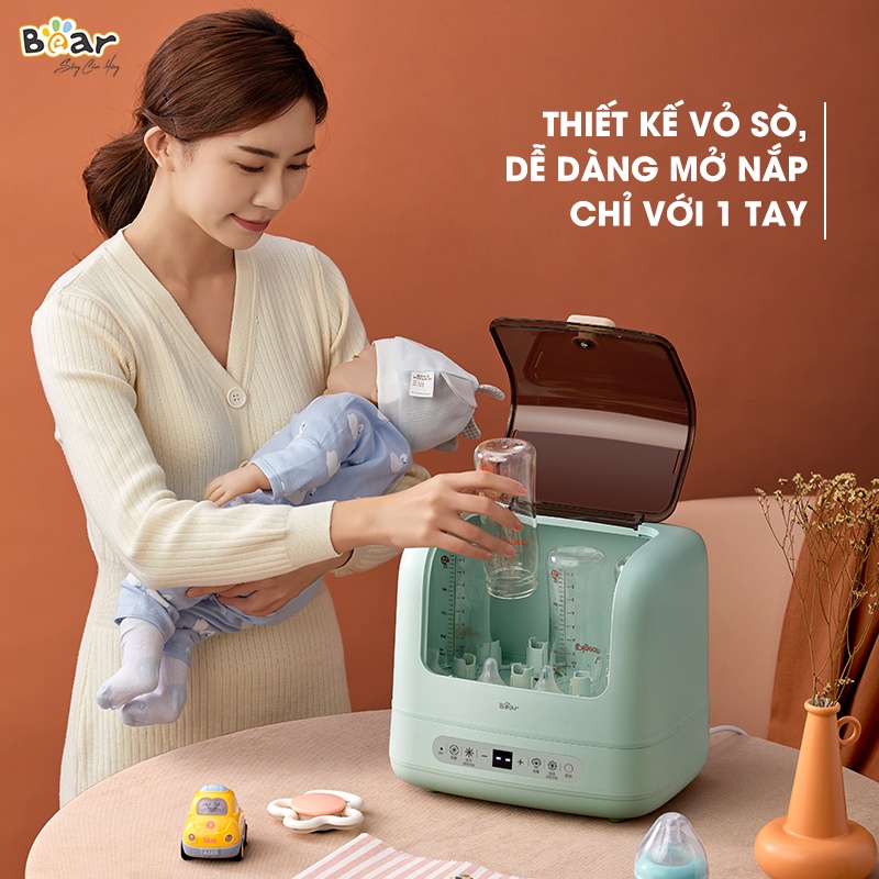 Combo Nồi Nấu Cháo Chậm Bear 1,6L NNC16, Máy tiệt trùng bình sữa SB-MTT17, Máy Hâm Sữa TNQ-D12D1 và Máy Xay Ăn Dặm D02Q1