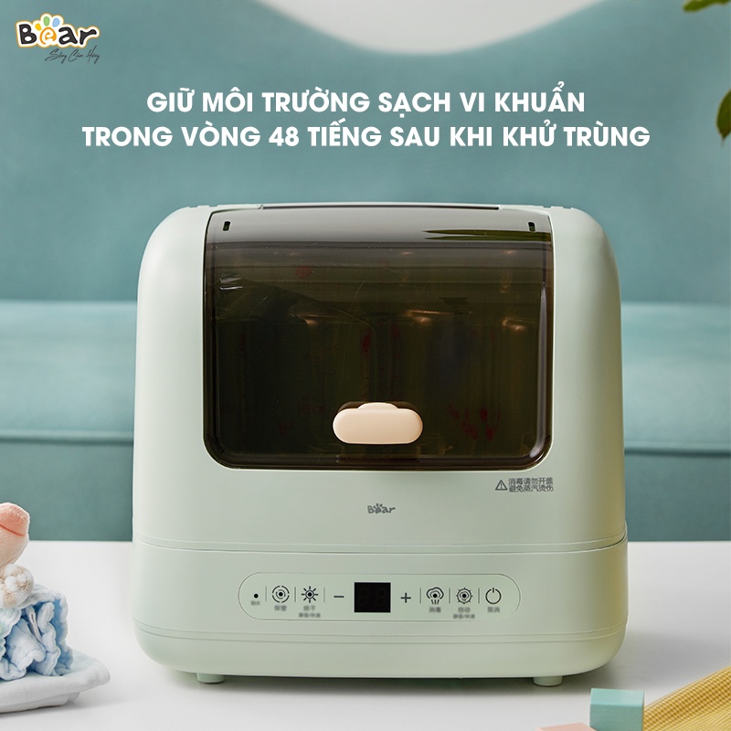 Máy Sấy Và Tiệt Trùng Bình Sữa Bear 10L Làm Khô Khử Trùng Đa Dụng Cụ Núm Ti Gặm Nướu Bát Đũa Của Bé SB-MTT17