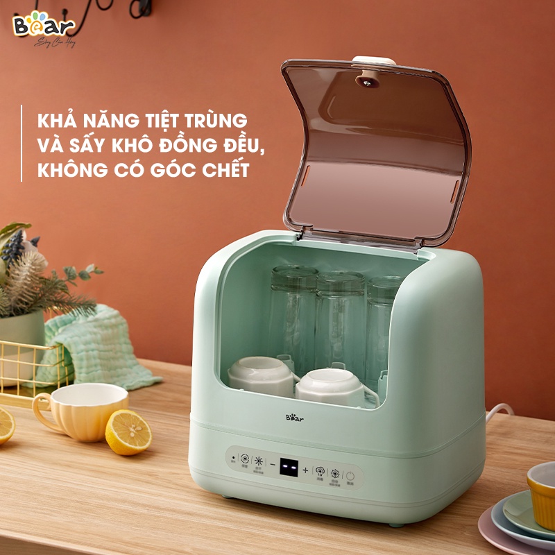 Máy Sấy Và Tiệt Trùng Bình Sữa Bear 10L Làm Khô Khử Trùng Đa Dụng Cụ Núm Ti Gặm Nướu Bát Đũa Của Bé SB-MTT17