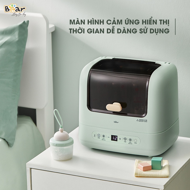 Máy Sấy Và Tiệt Trùng Bình Sữa Bear 10L Làm Khô Khử Trùng Đa Dụng Cụ Núm Ti Gặm Nướu Bát Đũa Của Bé SB-MTT17