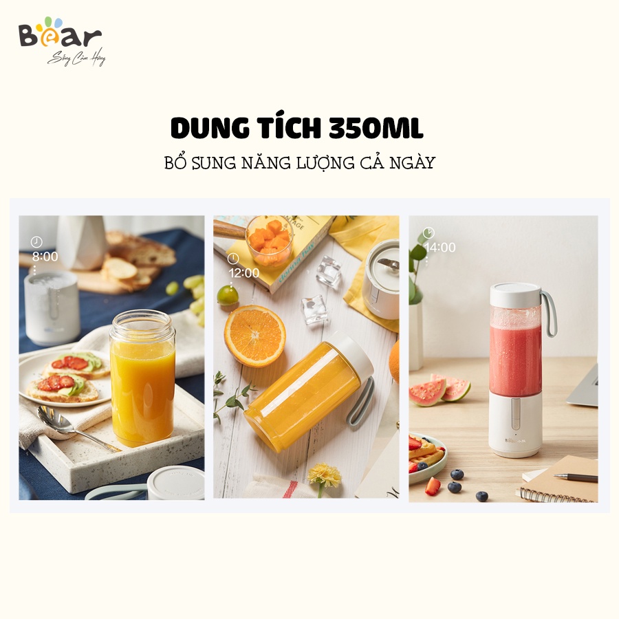 Máy Xay Sinh Tố Cầm Tay Bear BL-B35V1 Nhỏ Gọn Pin Tích Điện Sạc USB Dễ Dàng Mang Theo