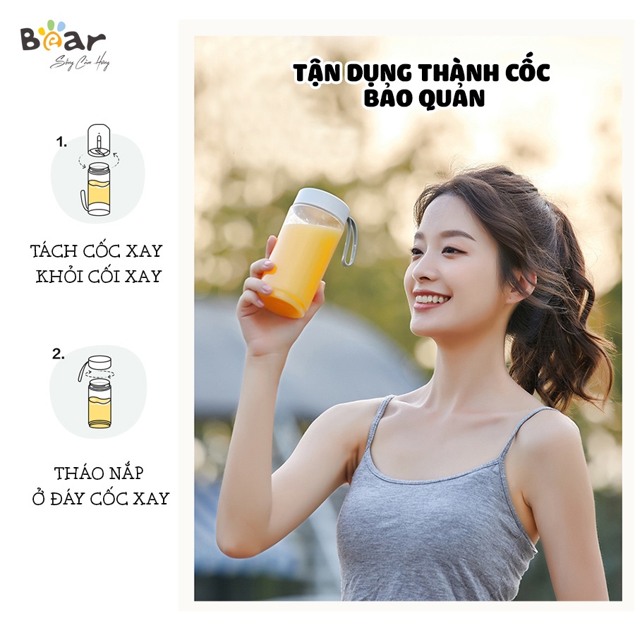 Máy Xay Sinh Tố Cầm Tay Bear BL-B35V1 Nhỏ Gọn Pin Tích Điện Sạc USB Dễ Dàng Mang Theo