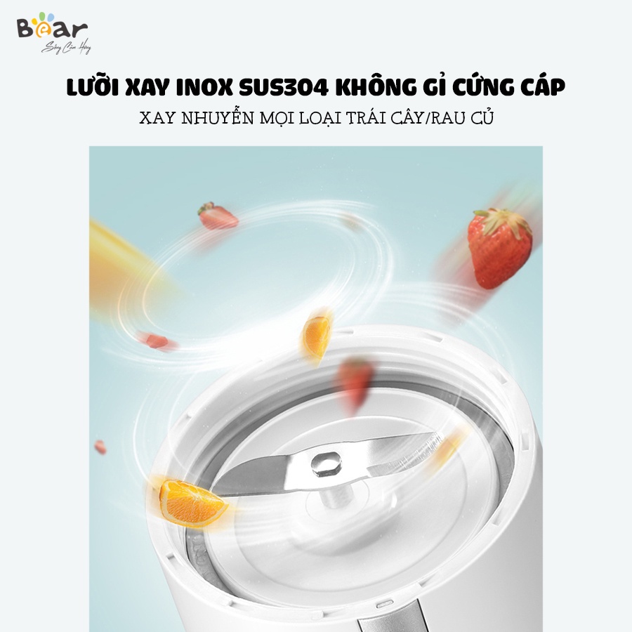 Máy Xay Sinh Tố Cầm Tay Bear BL-B35V1 Nhỏ Gọn Pin Tích Điện Sạc USB Dễ Dàng Mang Theo