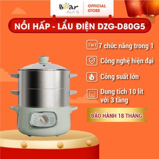 Nồi hấp điện 3 tầng bear 10l hấp đa năng, hấp bánh bao, hấp xôi, hấp đồ ăn dặm cho bé dzg-d80g5