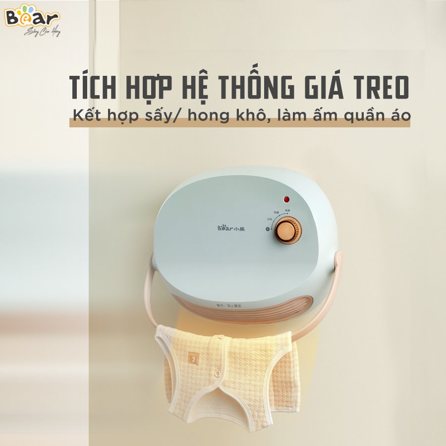 Máy Sưởi Gốm Bear Quạt Sưởi Ấm Phòng Tắm, Phòng Ngủ, Gốm Ceramic Không Gây Khô Da - Bảo Hành 12 Tháng - DNQ-A19B1