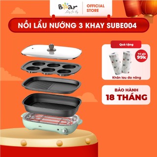 Bếp Lẩu Nướng Đa Năng Bear 3 Khay Cơ Chế Tự Ngắt Điện An Toàn Tuyệt Đối - SUBE004