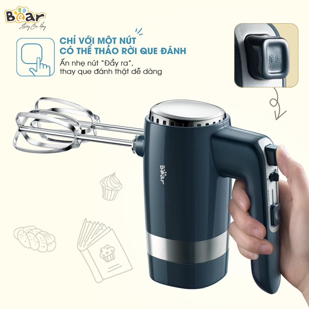 Máy Đánh Trứng Nhào Bột Cầm Tay Bear Công Suất Lớn Làm Bánh Bao, Làm Bánh Kem - HM-B01V1