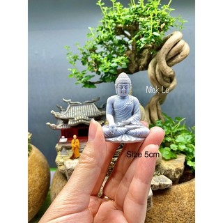 Tượng phật adida mini màu xám đá, phối bonsai ,tiểu cảnh, non bộ