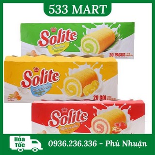 Bánh bông lan cuộn kem Solite hộp 20 cái 360g