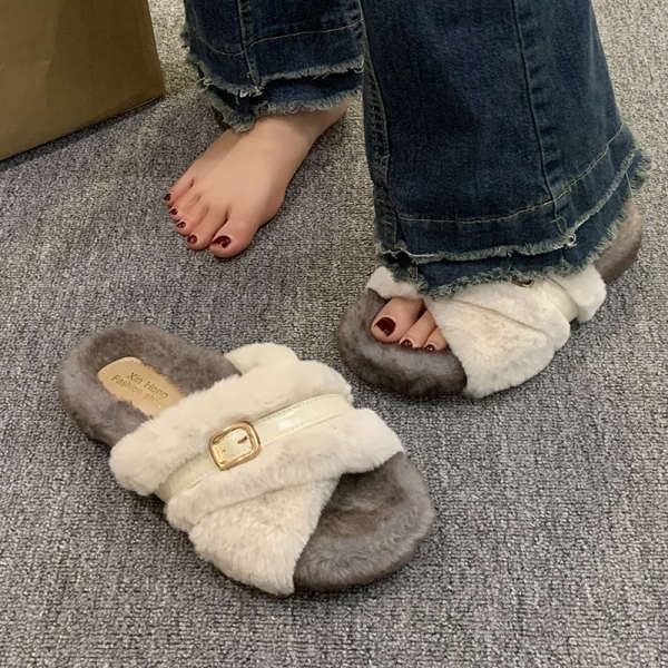 Dép Lông Xù Đế Mềm Thời Trang Thu Đông 2023