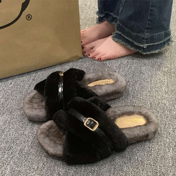 Dép Lông Xù Đế Mềm Thời Trang Thu Đông 2023