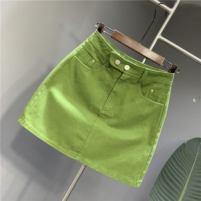Jiashucheng Chân Váy Chữ a Lưng Cao Màu Xanh Lá Phong Cách Hàn Quốc Thời Trang Xuân Hè Xinh Xắn Cho Nữ