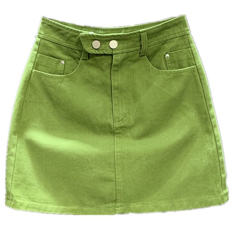 Jiashucheng Chân Váy Chữ a Lưng Cao Màu Xanh Lá Phong Cách Hàn Quốc Thời Trang Xuân Hè Xinh Xắn Cho Nữ