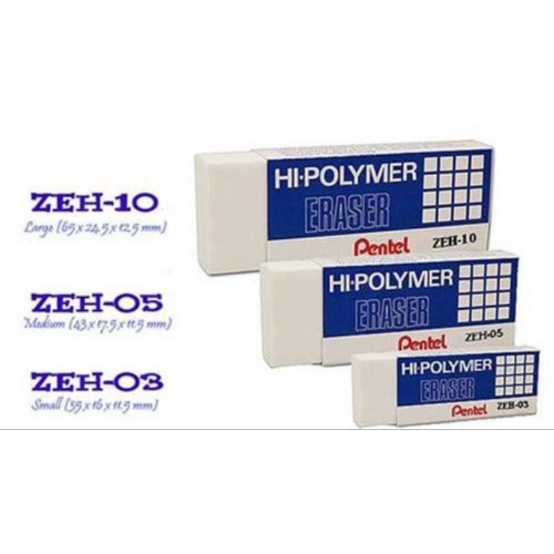 TẨY TRẮNG PENTEL TẨY SẠCH ÍT BỤI - GÔM CHÌ MỀM PENTEL ZEH03/ZEH05/ZEH10