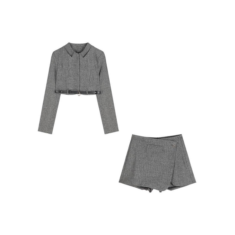 Bộ Áo Sơ Mi Tay Dài + Chân Váy Ngắn Phong Cách retro Thời Trang Quyến Rũ Cho Nữ