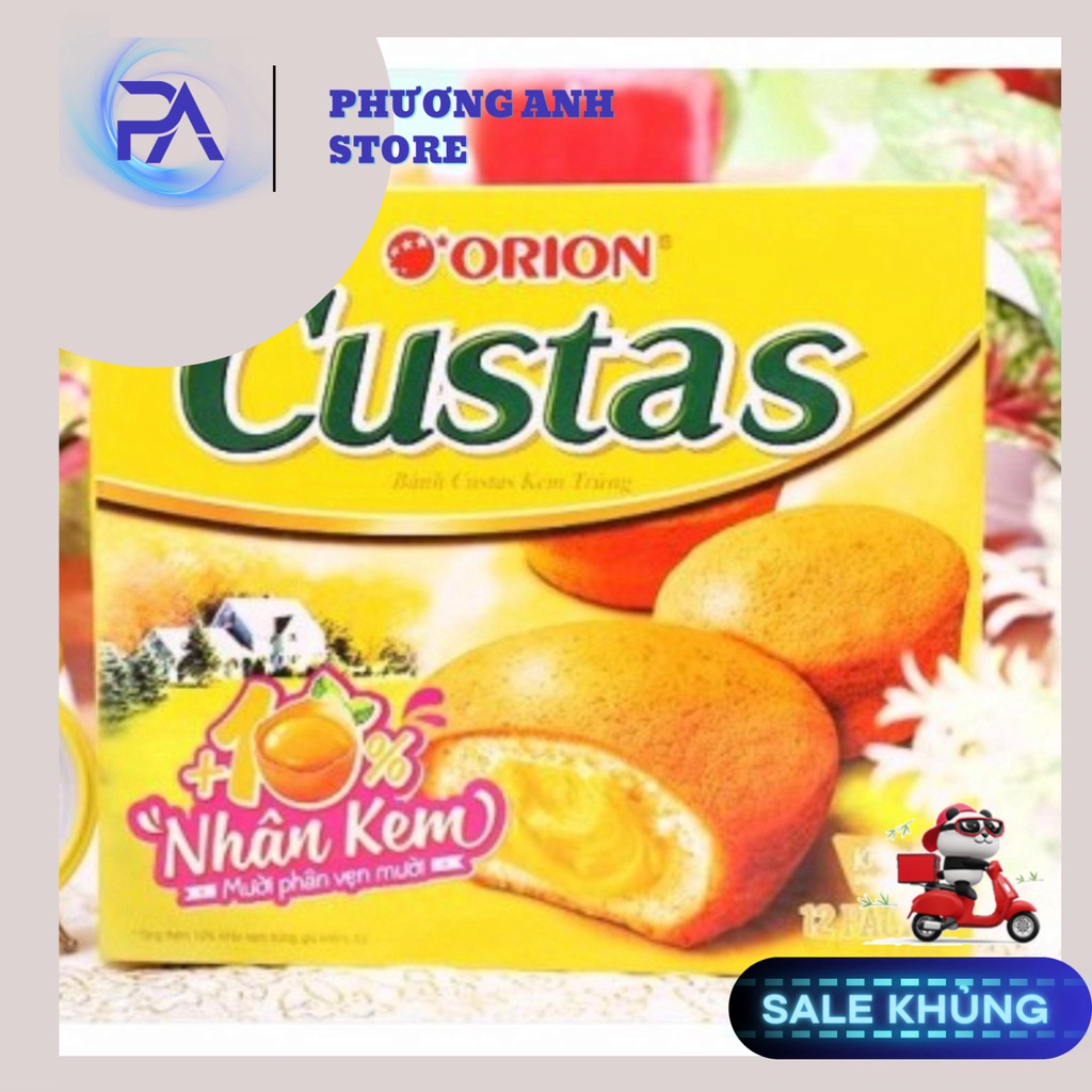 Bánh bông lan nhân kem trứng Custas - hộp 12 cái Shop Bố Ớt