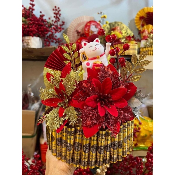 Mèo Thần Tài Vẫy Tay,Ông Thần Tài Vàng May Mắn Trang Trí Bánh Kem, tháp oản, tháp bia..