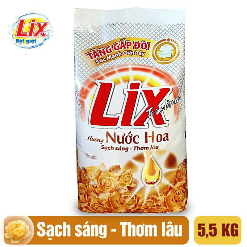 Bột Giặt LIX Extra Hương Nước Hoa 5.5Kg EH055 - Tăng Gấp Đôi Sức Mạnh Giặt Tẩy