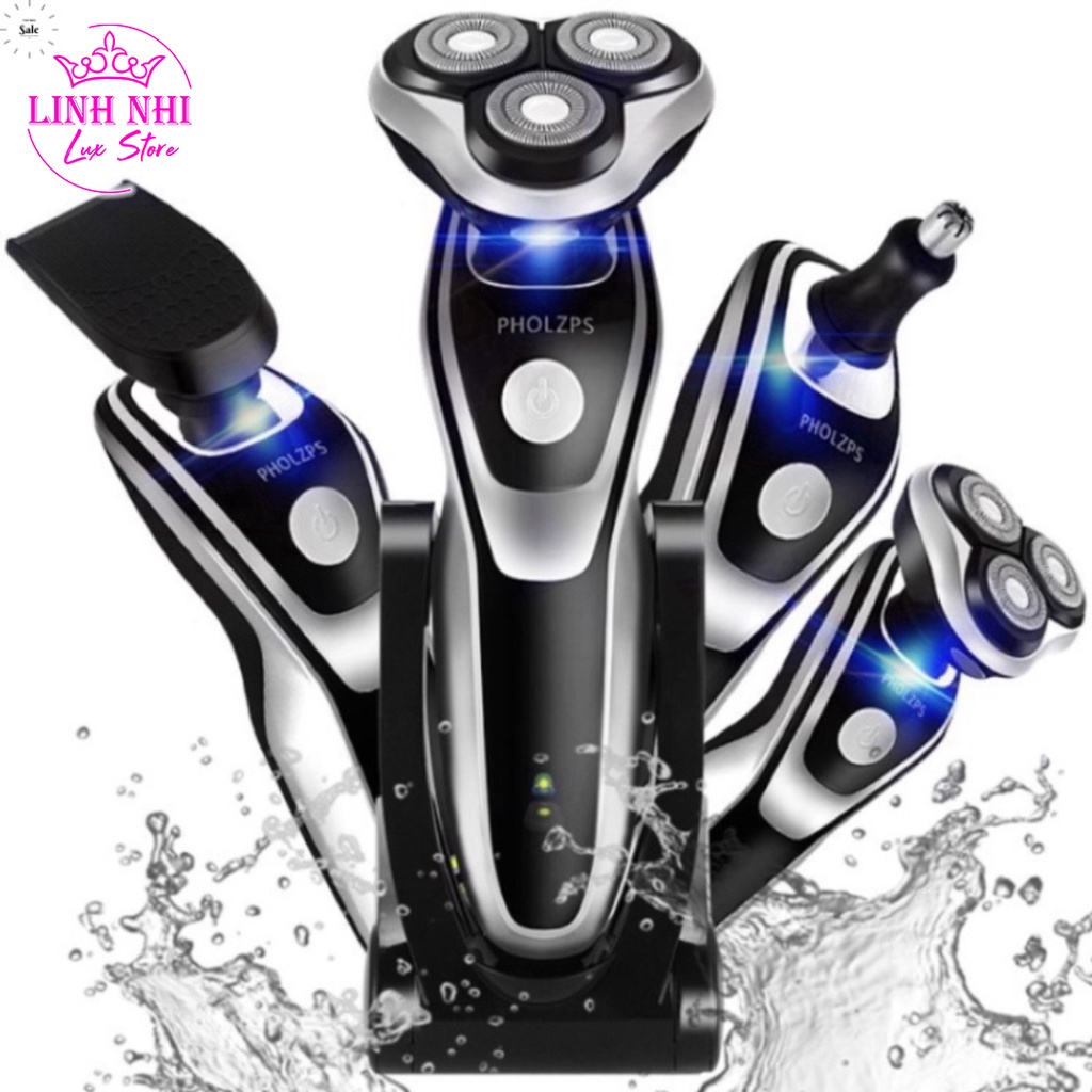 Máy cạo râu SK1588 3 in 1 thông minh, chống nước cao cấp - Cạo sạch râu, lông mũi, lông chân - Linh Nhi Lux Store