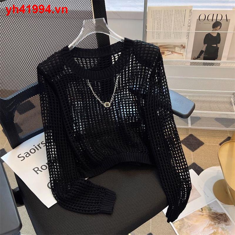 Áo Dệt Kim Tay Dài Chống Nắng Thiết Kế Lưới Thời Trang Mùa Thu Cao Cấp Cho Nữ