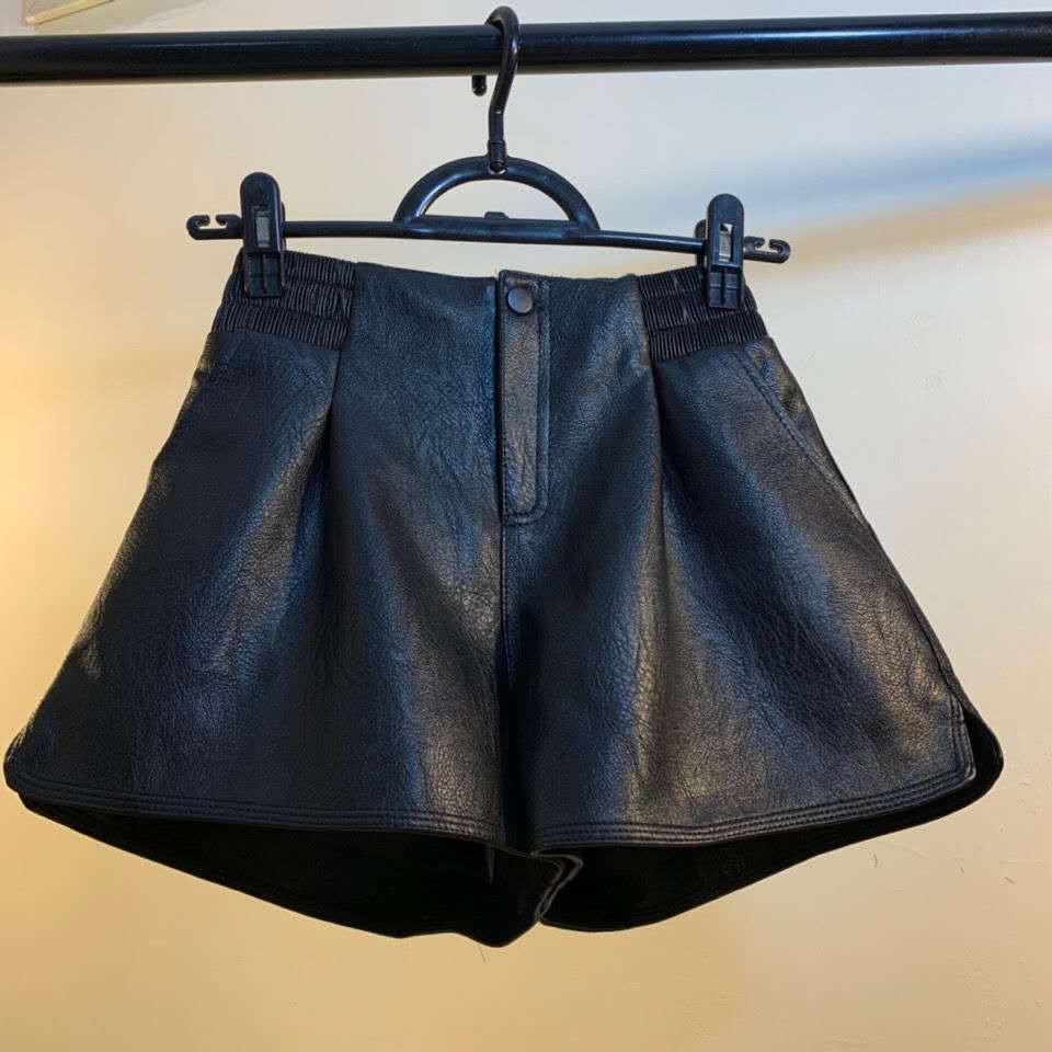 Jiashucheng Quần Short Da Lưng Cao Ống Rộng Phong Cách Hàn Quốc Thời Trang Thu Đông Cho Nữ