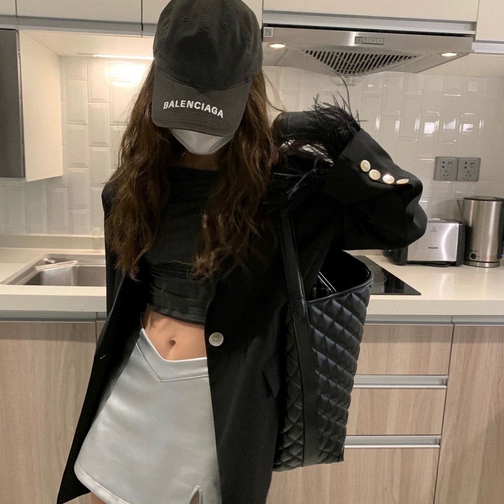 Jiashucheng Chân Váy Da pu Đen Dáng Chữ a Lưng Cao Xẻ Tà Thời Trang Mùa Hè Cho Nữ