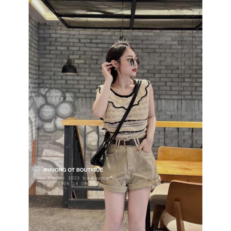 Áo len be phối viền bèo màu đen hot