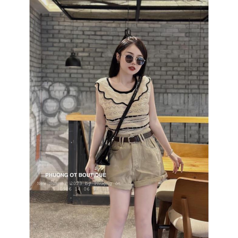 Áo len be phối viền bèo màu đen hot