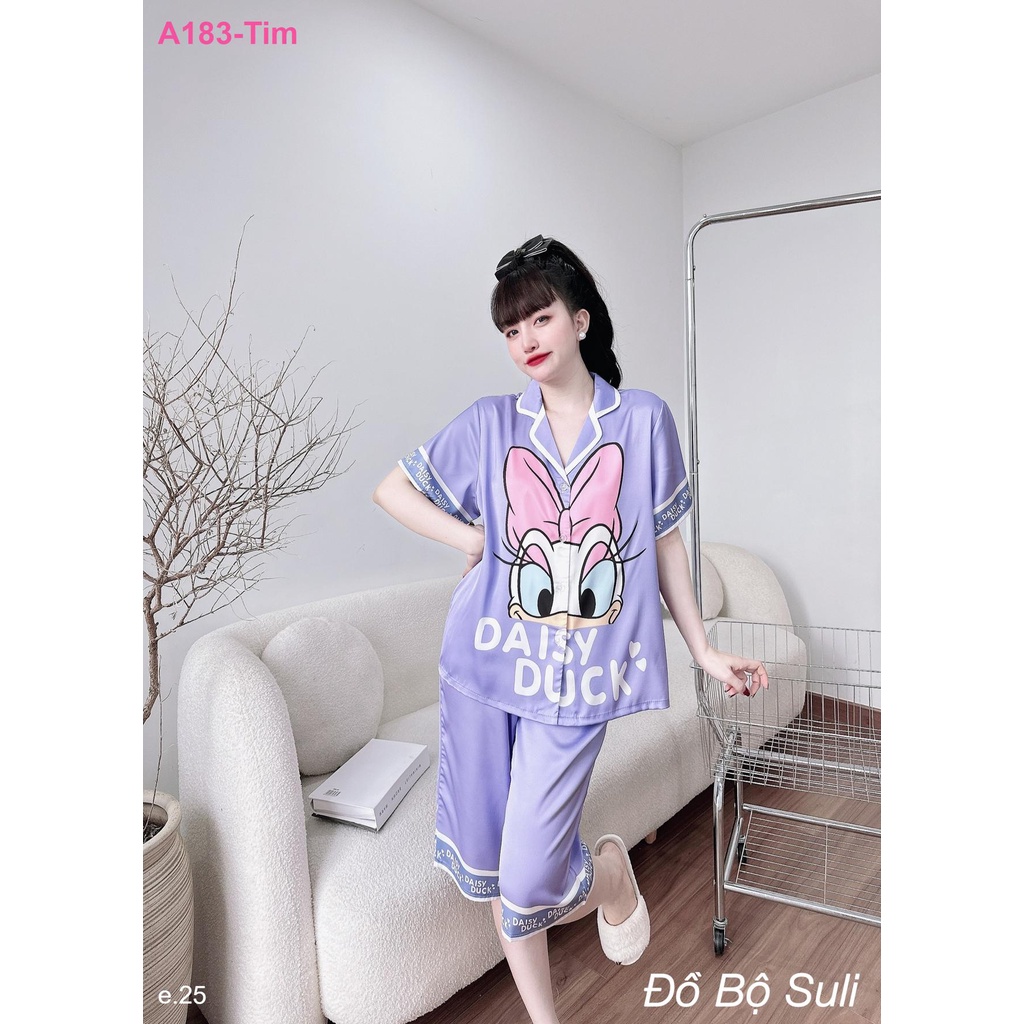 Pijama Nữ Lụa Cao Cấp Lửng A183 - Đồ Bộ Suli