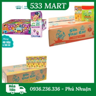 Thùng 48 hộp Sữa Kun trái cây hương nho/ cam/ trái cây x 180ml