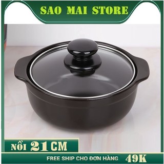 Nồi đất đáy cạn đỉnh 7, nắp kính, tráng men, chống dính