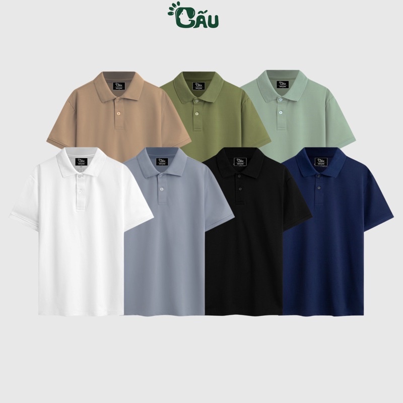 Áo thun Polo GẤU 194 Trơn Unisex vải cá sấu Poly co dãn 4 chiều dày dặn form gerular fit - PL TRƠN