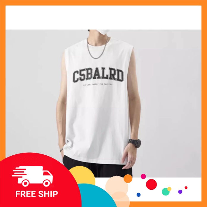 Áo ba lỗ - Áo Tank Top unisex IN C5BALRD, chất cotton 100% co giãn, thoáng mát