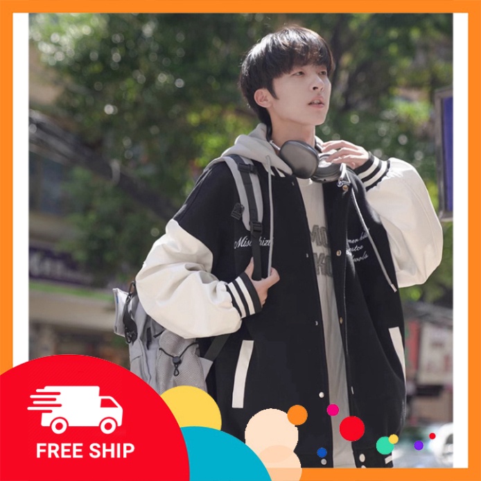 Áo hoodie nữ - khoác nỉ Bomber Unisex MISTERHIZII phối viền, có mũ 2 lớp phong cách Hàn Quốc