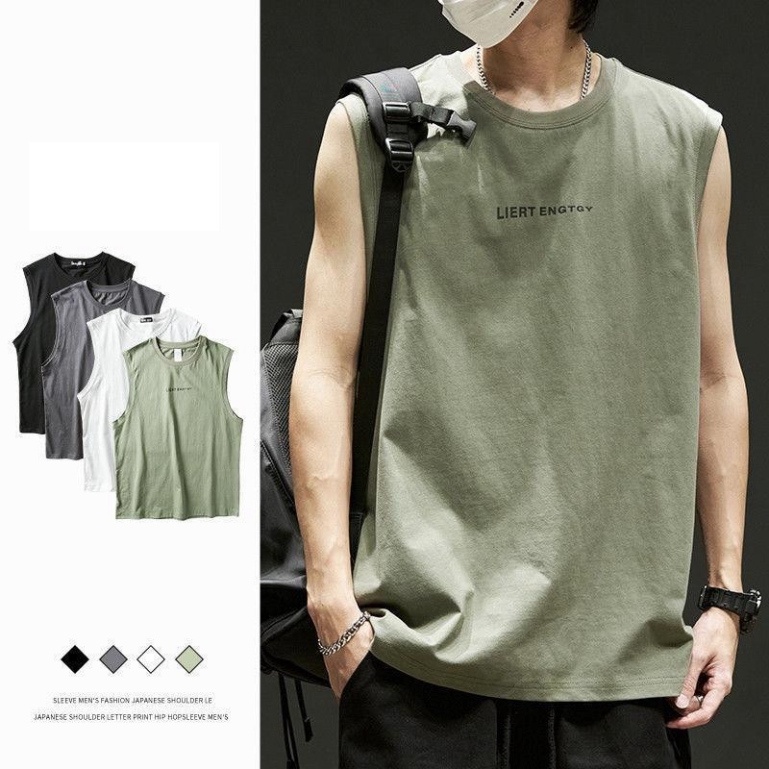 Áo ba lỗ - Áo Tank Top unisex co giãn thấm hút mồ hôi, chất liệu cotton 100% in chữ LIERT ENGTGY