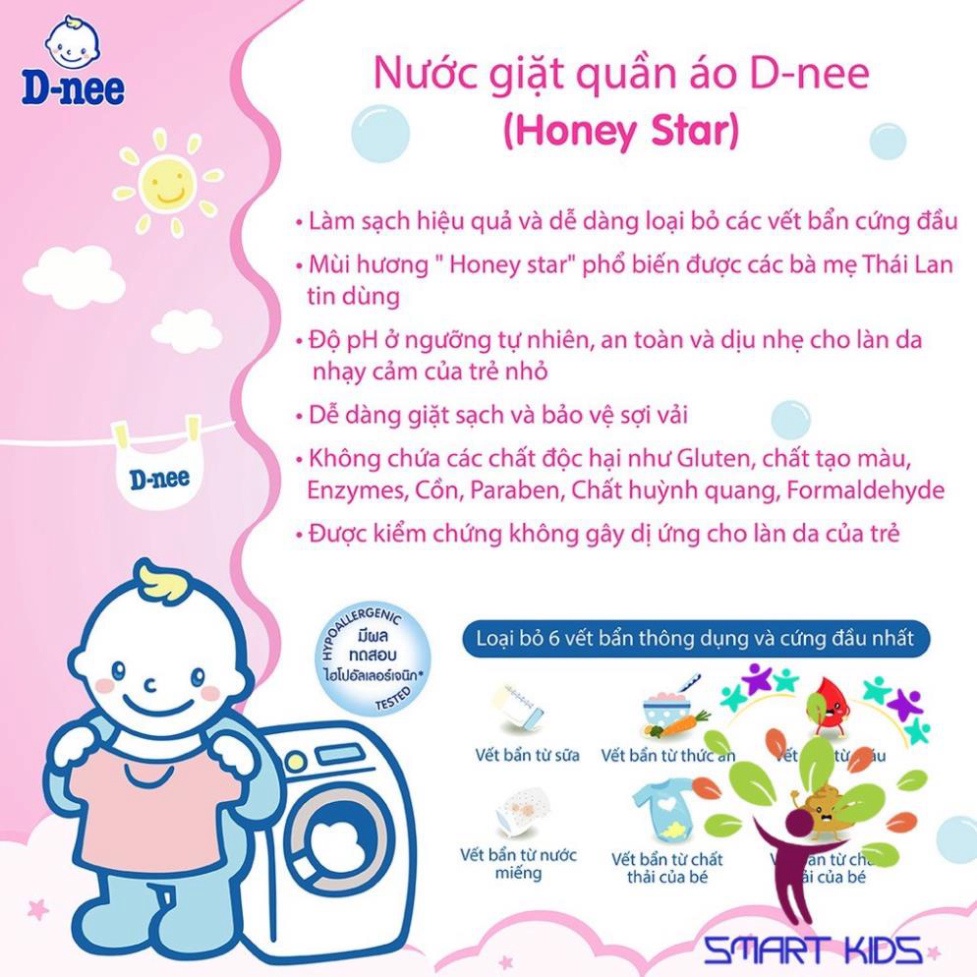 Nước giặt quần áo em bé Dnee 3000ml