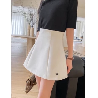 Chân váy chữ A cạp cao Basic dáng xòe chất kaki co giãn CAO CẤP thêu con Ong