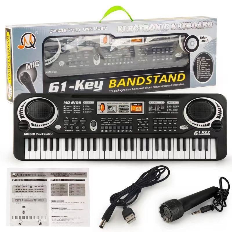 Đàn Piano điện tử Keyboard 61 Phím Kèm Mic+sạc cho bé