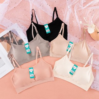 1622 Áo lá học sinh cấp 1 2 3 mút may dính liền cố định bra lót ngực màu trắng cotton không gọng dành cho bé gái